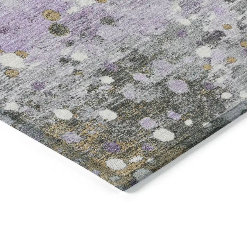 Lavender And Ivory Abstract Washable Indoor Outdoor Area Rug Photo 9