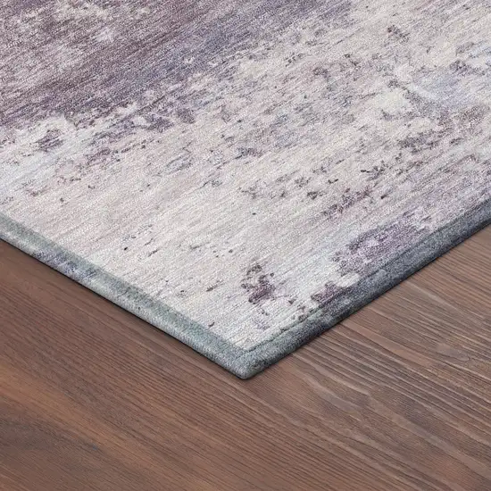 Lavender And Ivory Abstract Washable Indoor Outdoor Area Rug Photo 9