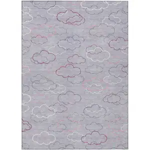 Photo of Lavender And Ivory Abstract Washable Indoor Outdoor Area Rug