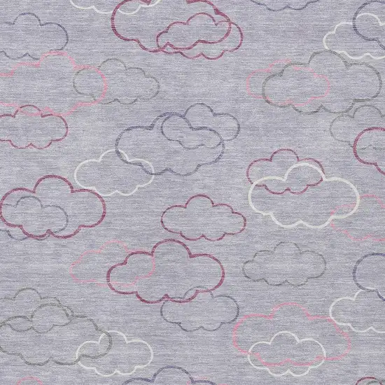 Lavender And Ivory Abstract Washable Indoor Outdoor Area Rug Photo 2