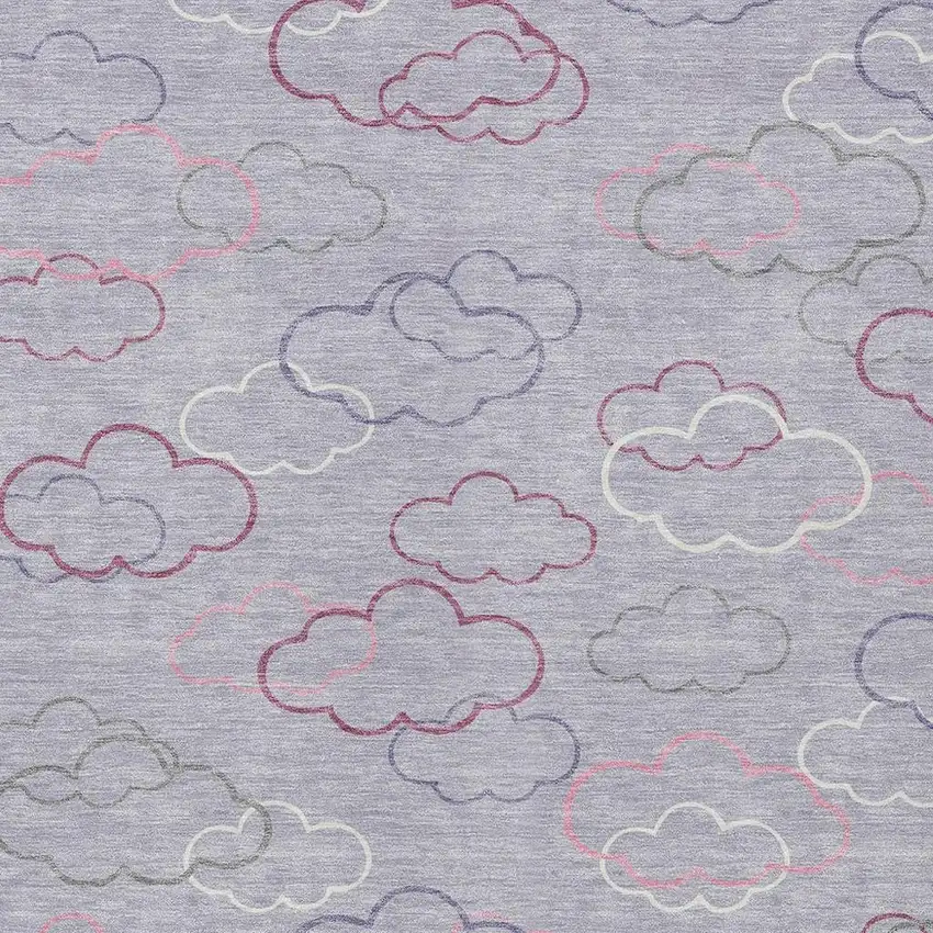 Lavender And Ivory Abstract Washable Indoor Outdoor Area Rug Photo 2