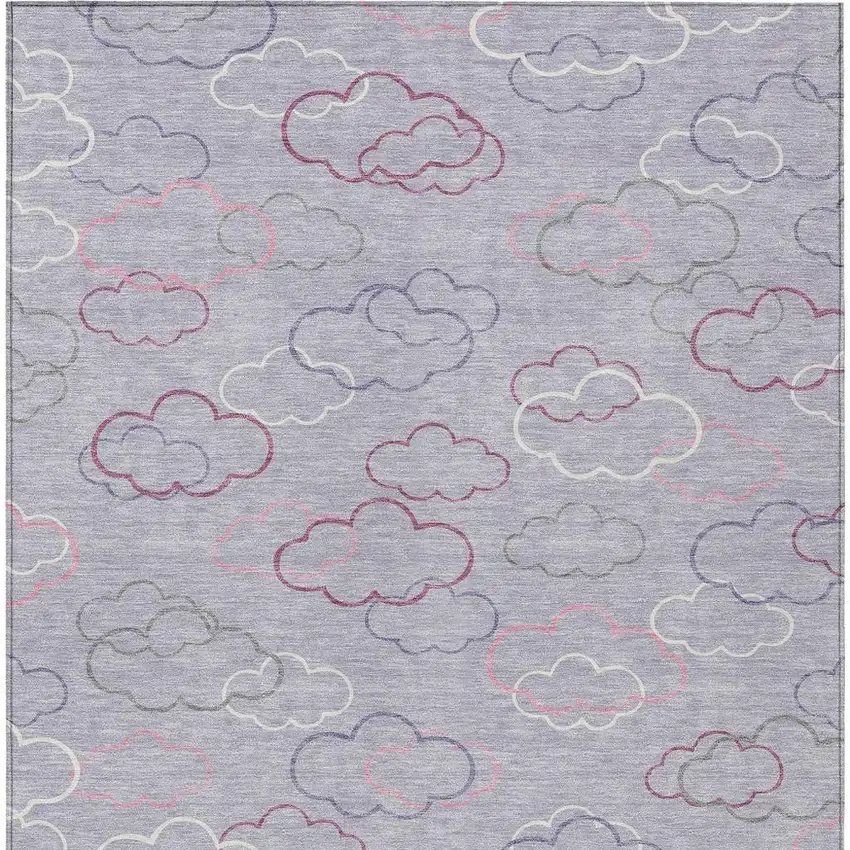 Lavender And Ivory Abstract Washable Indoor Outdoor Area Rug Photo 3