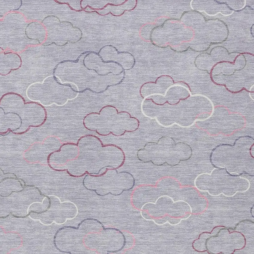 Lavender And Ivory Abstract Washable Indoor Outdoor Area Rug Photo 2
