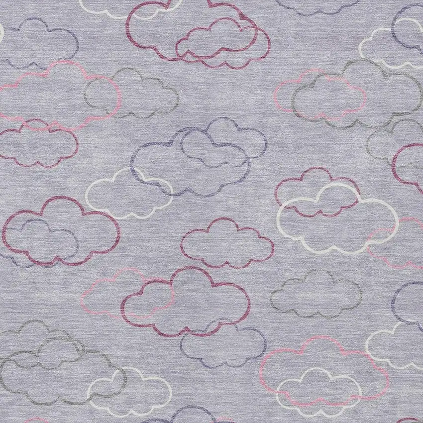 Lavender And Ivory Abstract Washable Indoor Outdoor Area Rug Photo 2