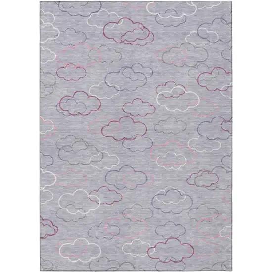 Lavender And Ivory Abstract Washable Indoor Outdoor Area Rug Photo 1