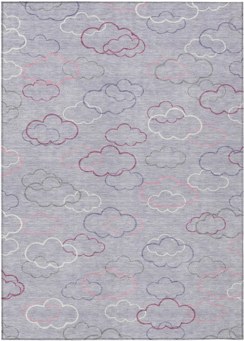 Lavender And Ivory Abstract Washable Indoor Outdoor Area Rug Photo 1