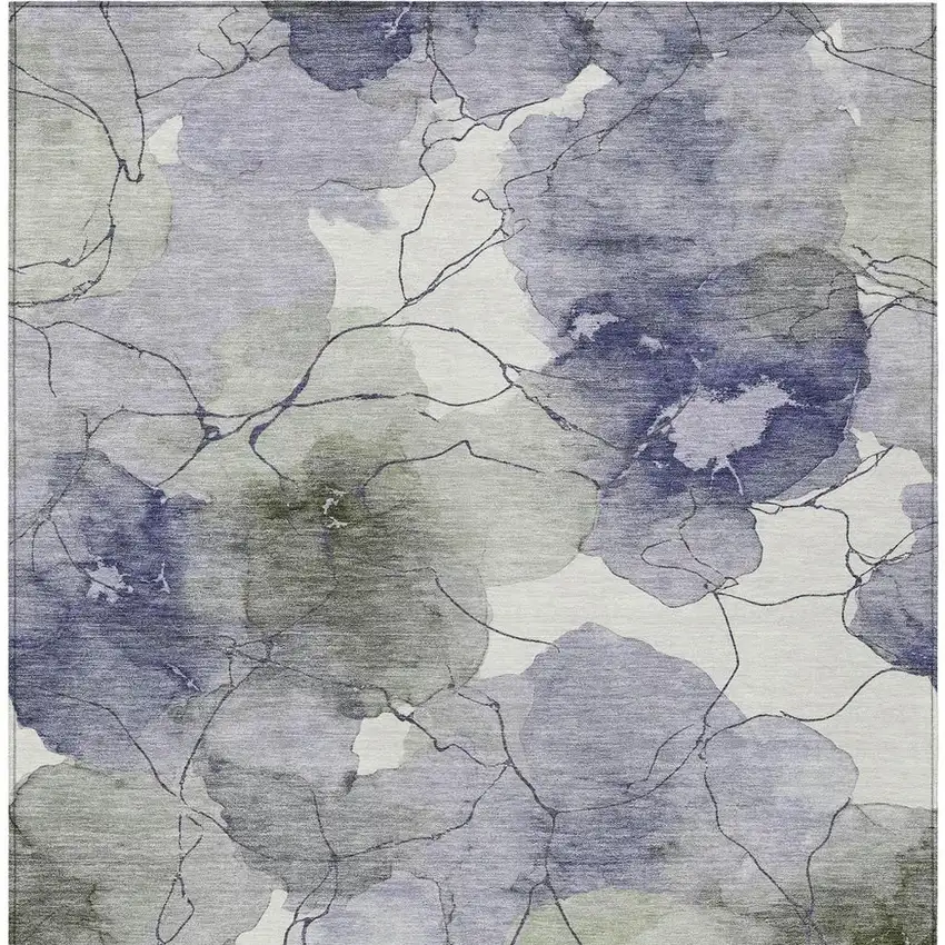 Lavender And Ivory Abstract Washable Indoor Outdoor Area Rug Photo 3
