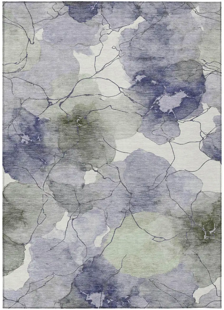 Lavender And Ivory Abstract Washable Indoor Outdoor Area Rug Photo 1