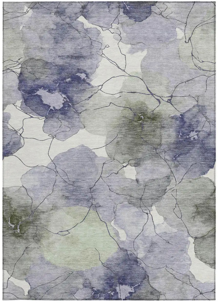 Lavender And Ivory Abstract Washable Indoor Outdoor Area Rug Photo 2