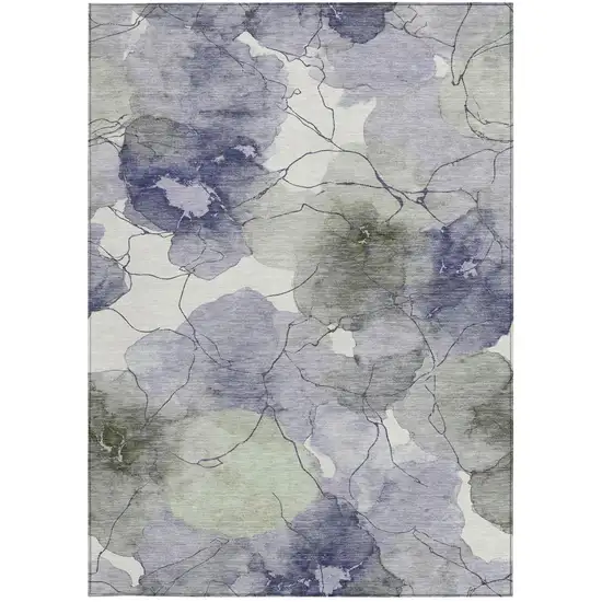 Lavender And Ivory Abstract Washable Indoor Outdoor Area Rug Photo 2