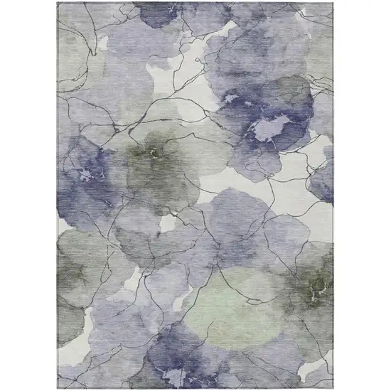 Lavender And Ivory Abstract Washable Indoor Outdoor Area Rug Photo 1