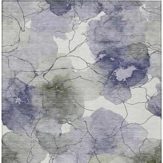 Lavender And Ivory Abstract Washable Indoor Outdoor Area Rug Photo 3