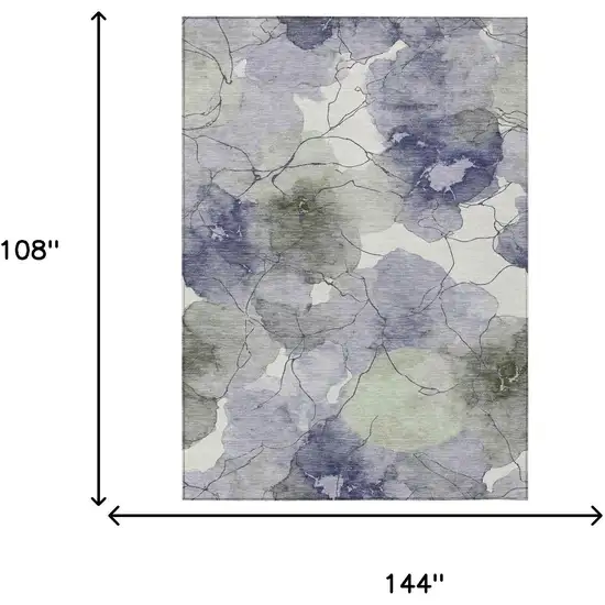Lavender And Ivory Abstract Washable Indoor Outdoor Area Rug Photo 6