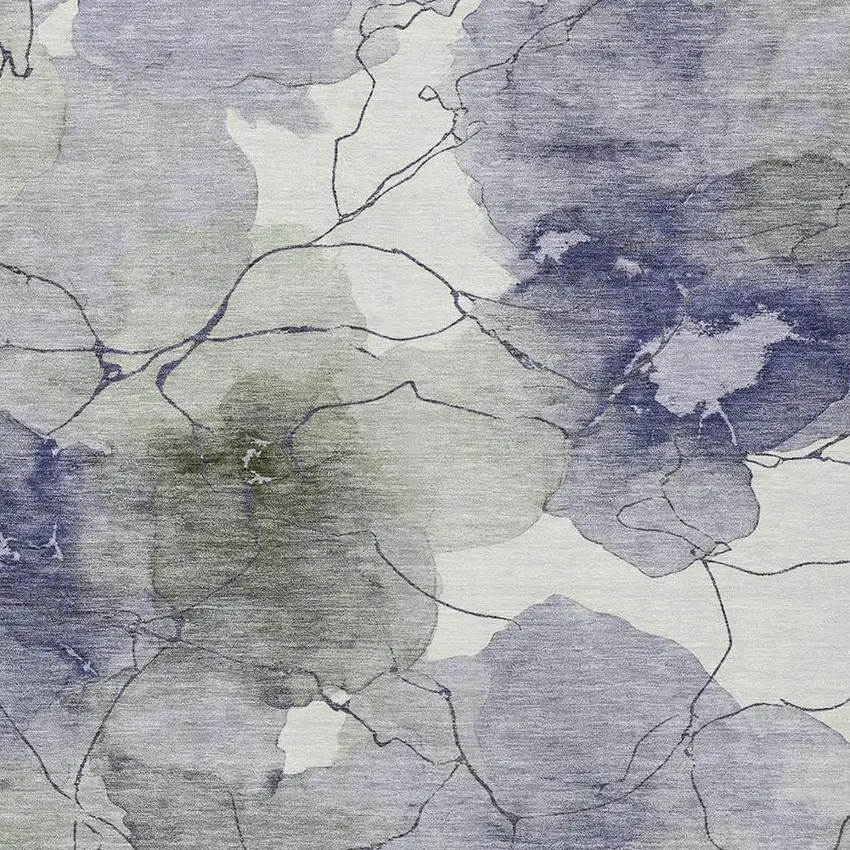 Lavender And Ivory Abstract Washable Indoor Outdoor Area Rug Photo 2