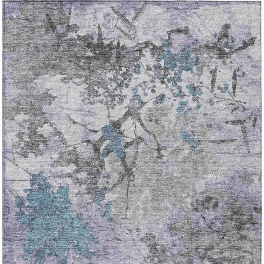 Lavender And Ivory Abstract Washable Indoor Outdoor Area Rug Photo 6