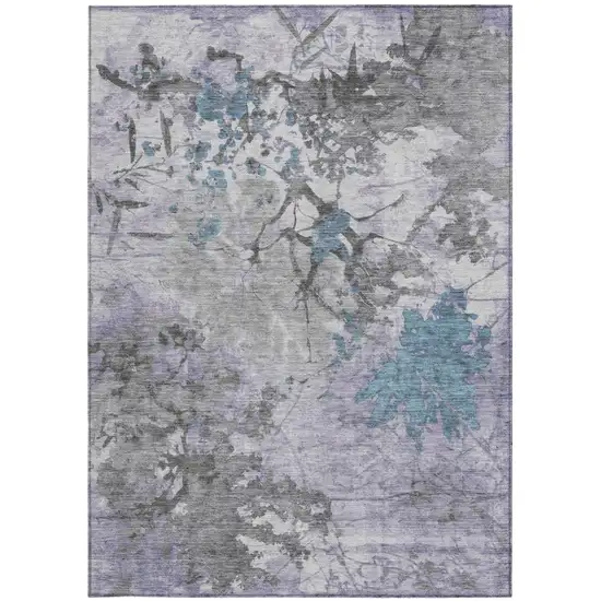 Lavender And Ivory Abstract Washable Indoor Outdoor Area Rug Photo 4