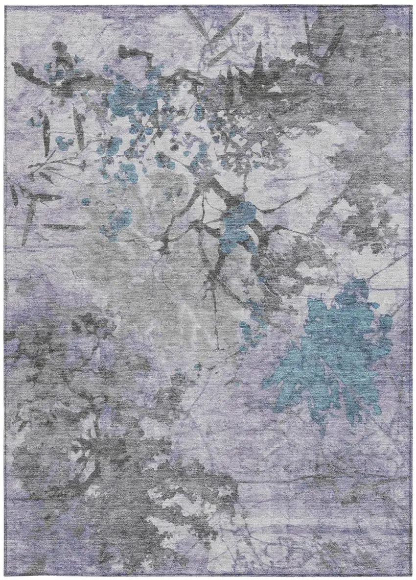 Lavender And Ivory Abstract Washable Indoor Outdoor Area Rug Photo 4