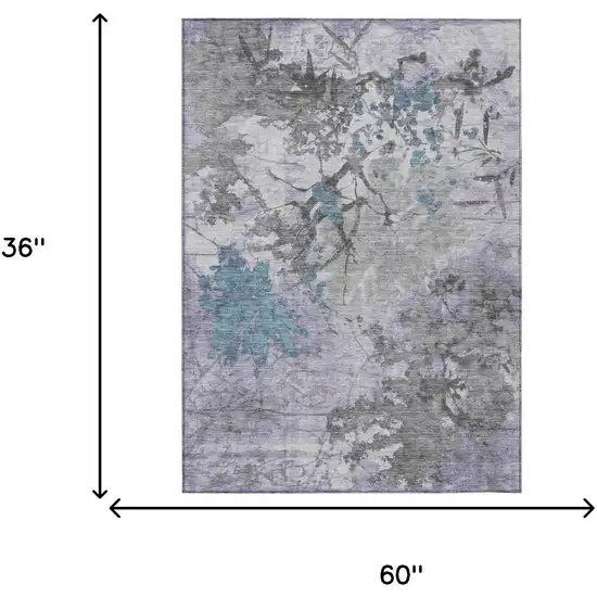 Lavender And Ivory Abstract Washable Indoor Outdoor Area Rug Photo 9
