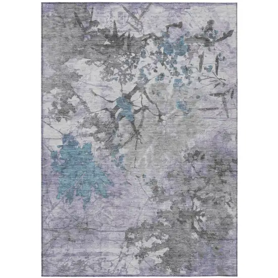 Lavender And Ivory Abstract Washable Indoor Outdoor Area Rug Photo 2
