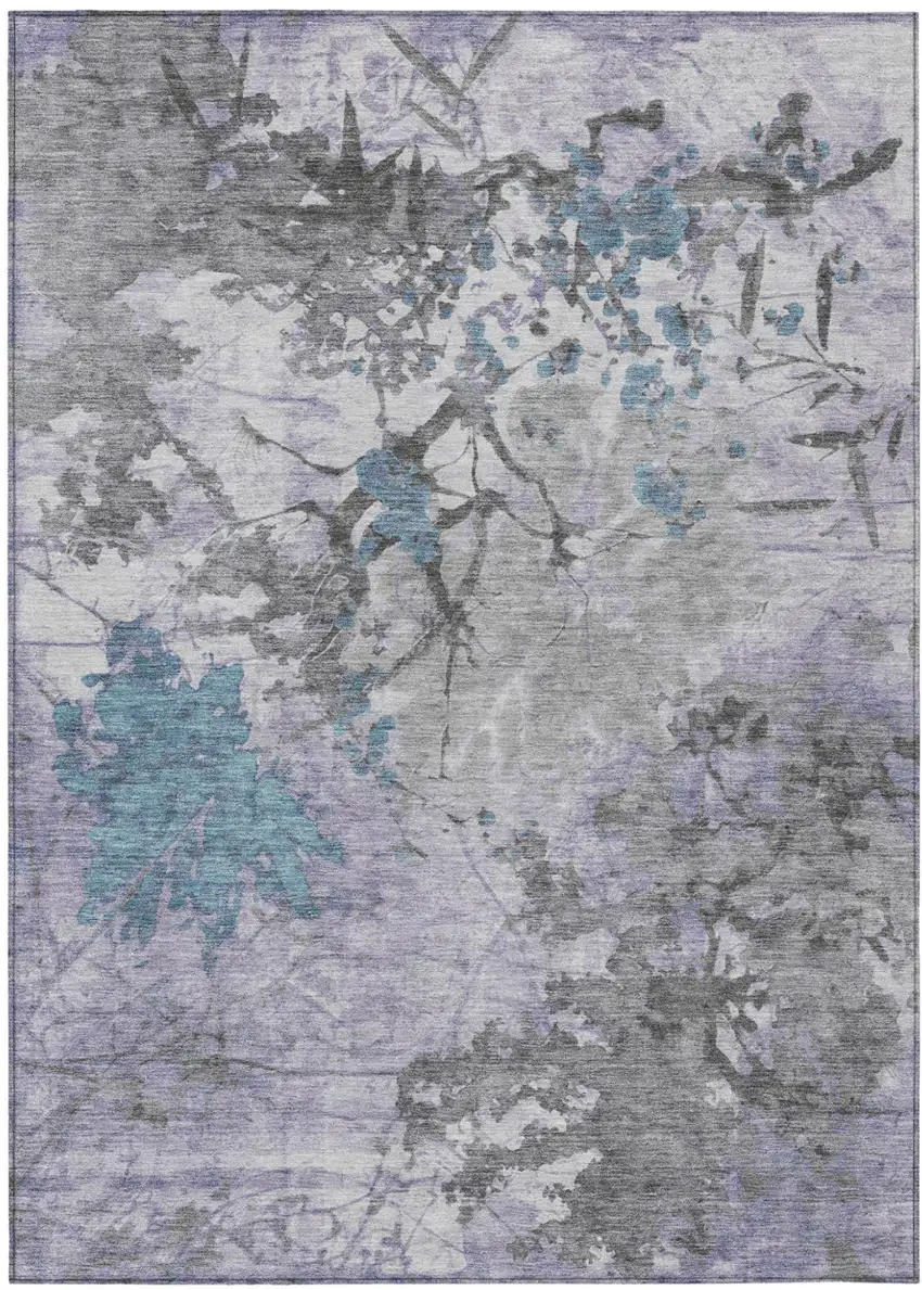 Lavender And Ivory Abstract Washable Indoor Outdoor Area Rug Photo 2