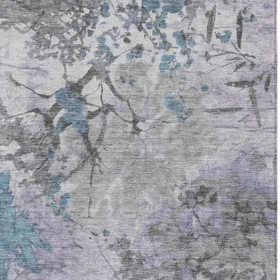 Lavender And Ivory Abstract Washable Indoor Outdoor Area Rug Photo 3