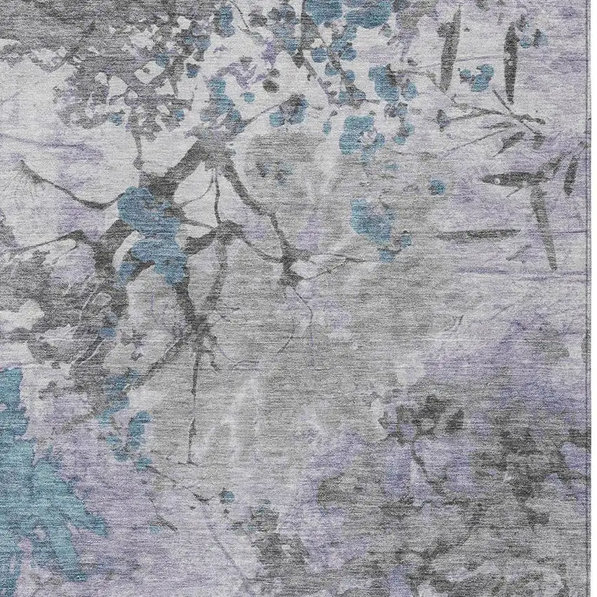 Lavender And Ivory Abstract Washable Indoor Outdoor Area Rug Photo 3