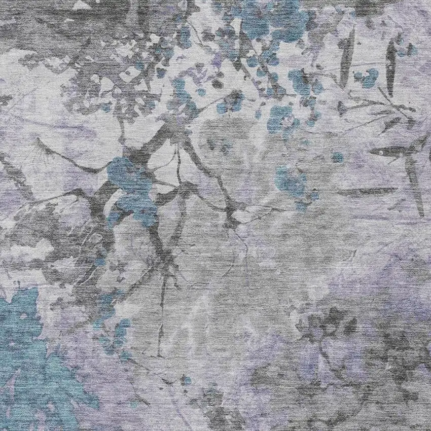 Lavender And Ivory Abstract Washable Indoor Outdoor Area Rug Photo 5
