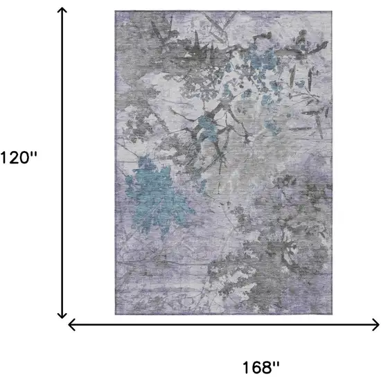 Lavender And Ivory Abstract Washable Indoor Outdoor Area Rug Photo 9