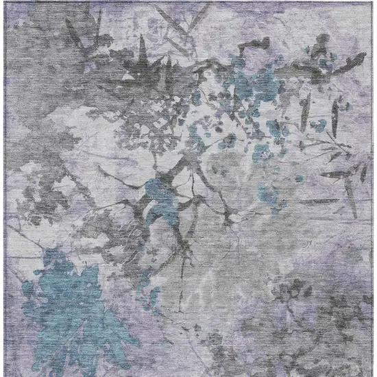 Lavender And Ivory Abstract Washable Indoor Outdoor Area Rug Photo 4
