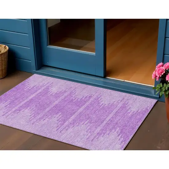 Lavender And Ivory Abstract Washable Indoor Outdoor Area Rug Photo 1