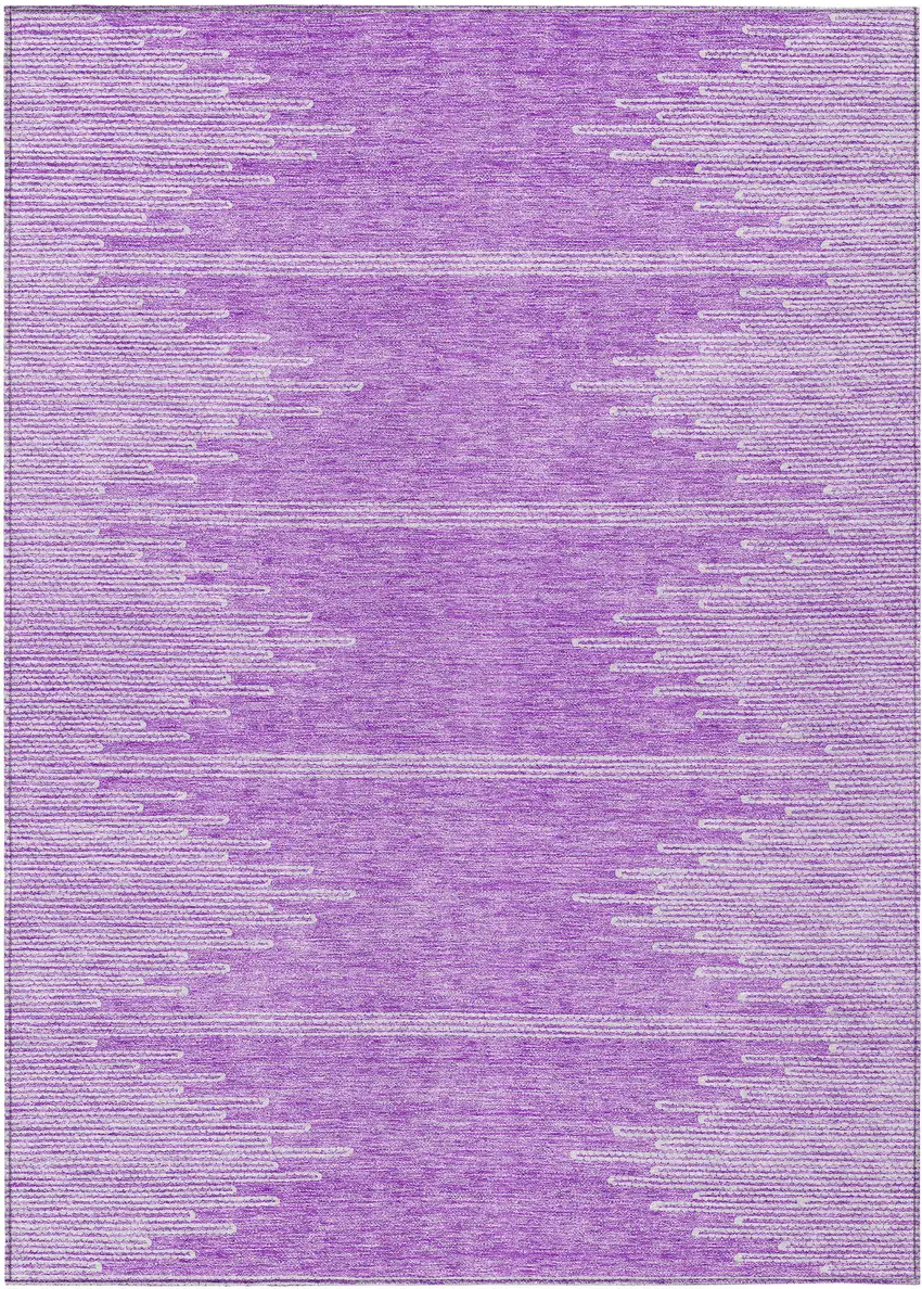 Lavender And Ivory Abstract Washable Indoor Outdoor Area Rug Photo 2