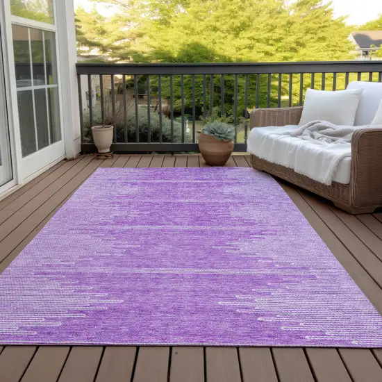 Lavender And Ivory Abstract Washable Indoor Outdoor Area Rug Photo 7
