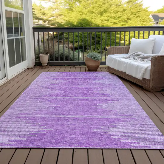 Lavender And Ivory Abstract Washable Indoor Outdoor Area Rug Photo 7