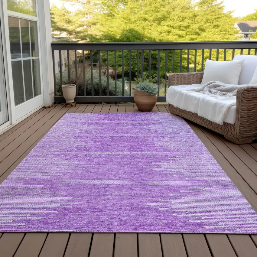 Lavender And Ivory Abstract Washable Indoor Outdoor Area Rug Photo 7