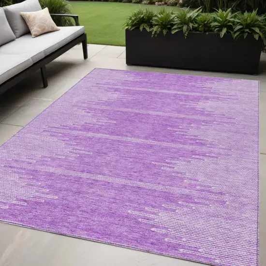 Lavender And Ivory Abstract Washable Indoor Outdoor Area Rug Photo 1