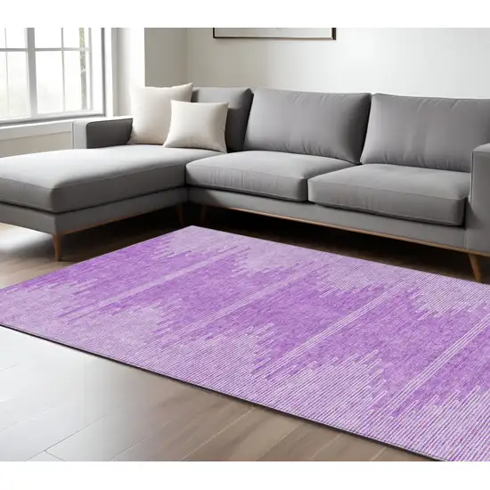 Lavender And Ivory Abstract Washable Indoor Outdoor Area Rug Photo 9