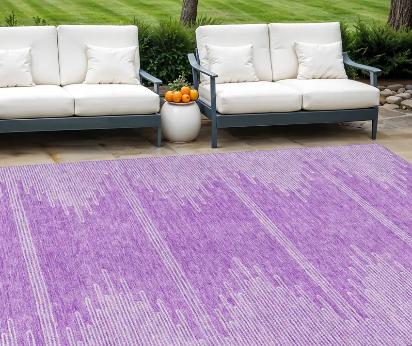 Lavender And Ivory Abstract Washable Indoor Outdoor Area Rug Photo 1