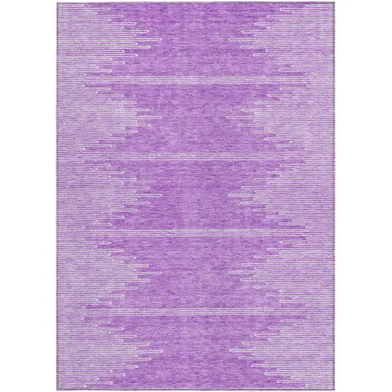 Lavender And Ivory Abstract Washable Indoor Outdoor Area Rug Photo 7