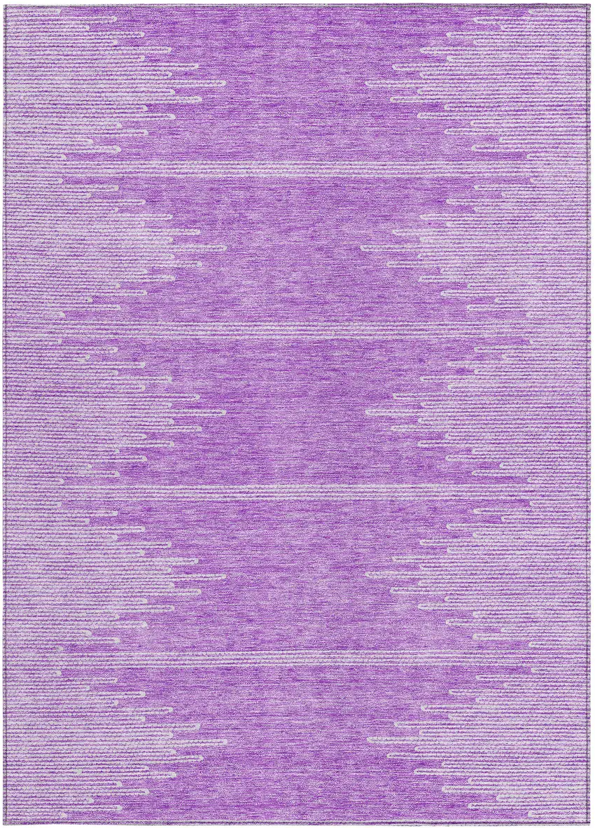 Lavender And Ivory Abstract Washable Indoor Outdoor Area Rug Photo 7