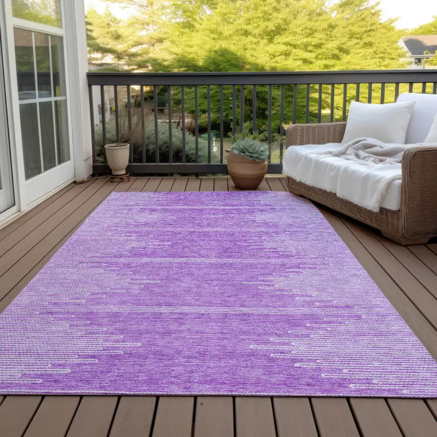 Lavender And Ivory Abstract Washable Indoor Outdoor Area Rug Photo 8