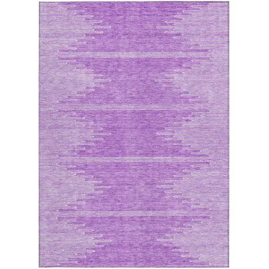 Lavender And Ivory Abstract Washable Indoor Outdoor Area Rug Photo 7