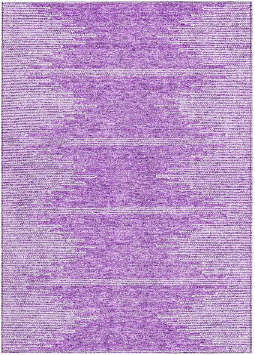 Lavender And Ivory Abstract Washable Indoor Outdoor Area Rug Photo 7