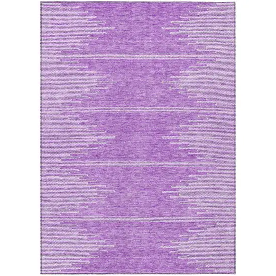 Lavender And Ivory Abstract Washable Indoor Outdoor Area Rug Photo 2