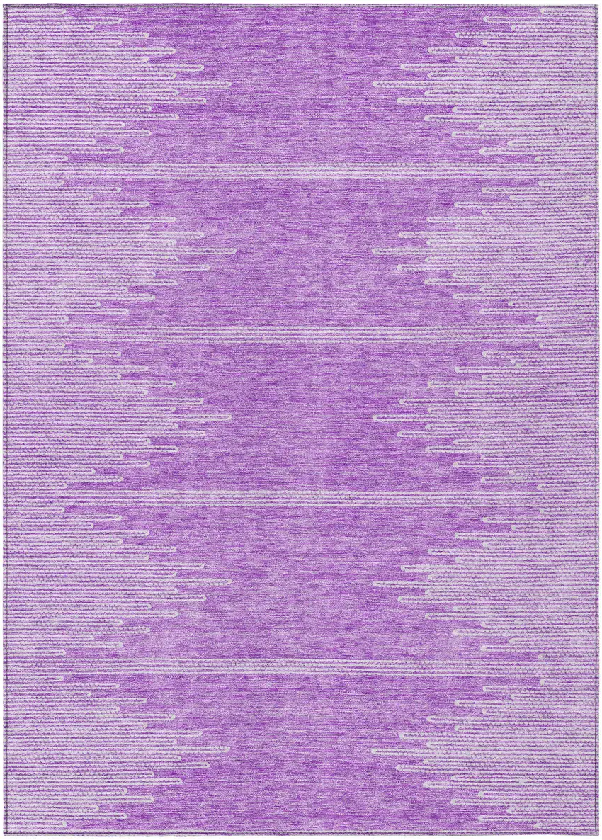 Lavender And Ivory Abstract Washable Indoor Outdoor Area Rug Photo 2