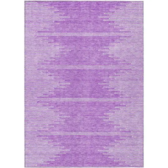 Lavender And Ivory Abstract Washable Indoor Outdoor Area Rug Photo 2
