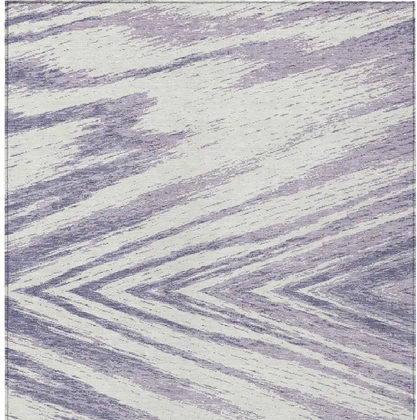 Lavender And Ivory Abstract Washable Indoor Outdoor Area Rug Photo 6