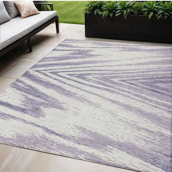 Lavender And Ivory Abstract Washable Indoor Outdoor Area Rug Photo 1