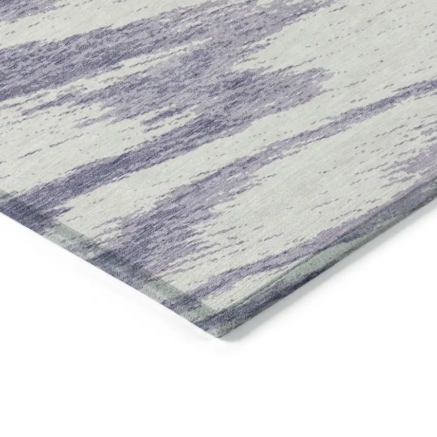 Lavender And Ivory Abstract Washable Indoor Outdoor Area Rug Photo 5