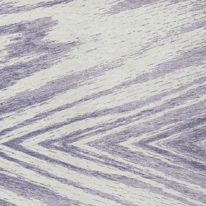 Lavender And Ivory Abstract Washable Indoor Outdoor Area Rug Photo 6