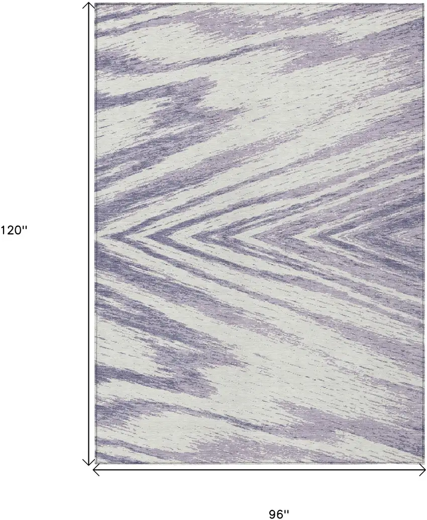Lavender And Ivory Abstract Washable Indoor Outdoor Area Rug Photo 3